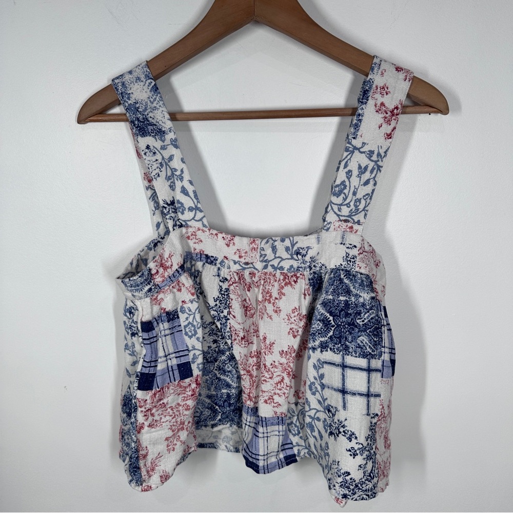 Urban Outfitters Maya Patchwork Printed Tank Top Medium Cropped Red White Blue - Picture 6 of 8